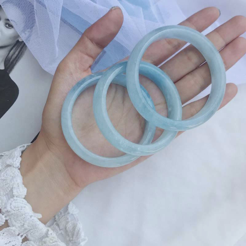 Natural Aquamarine Blessing Bangle Bracelet