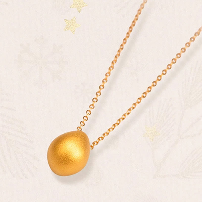 999 Gold Egg Water Drop Blessing Necklace Pendant