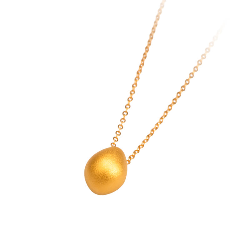 999 Gold Egg Water Drop Blessing Necklace Pendant