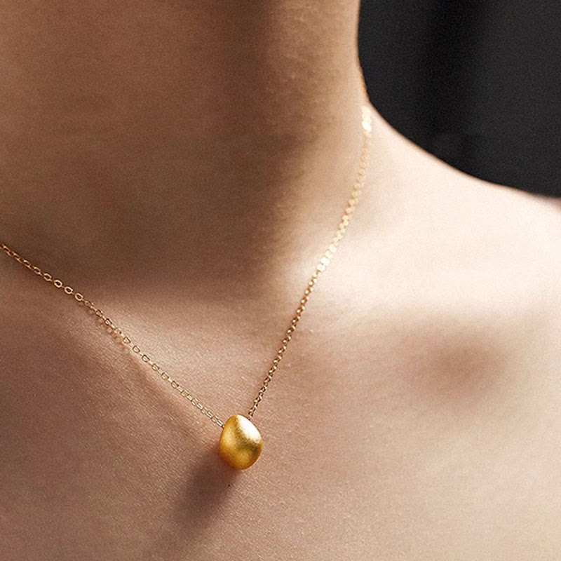 999 Gold Egg Water Drop Blessing Necklace Pendant