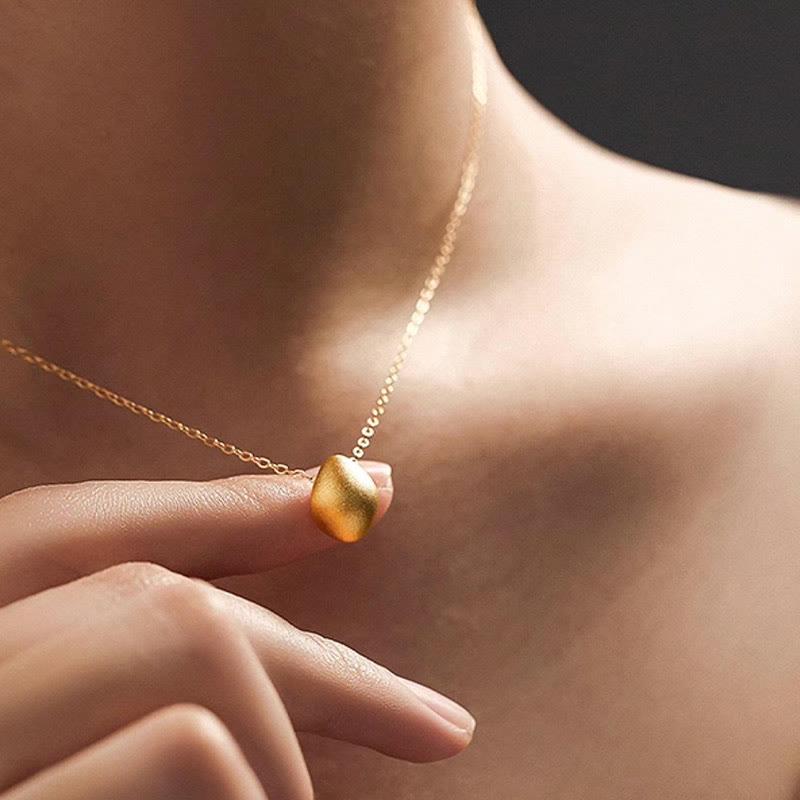 999 Gold Egg Water Drop Blessing Necklace Pendant