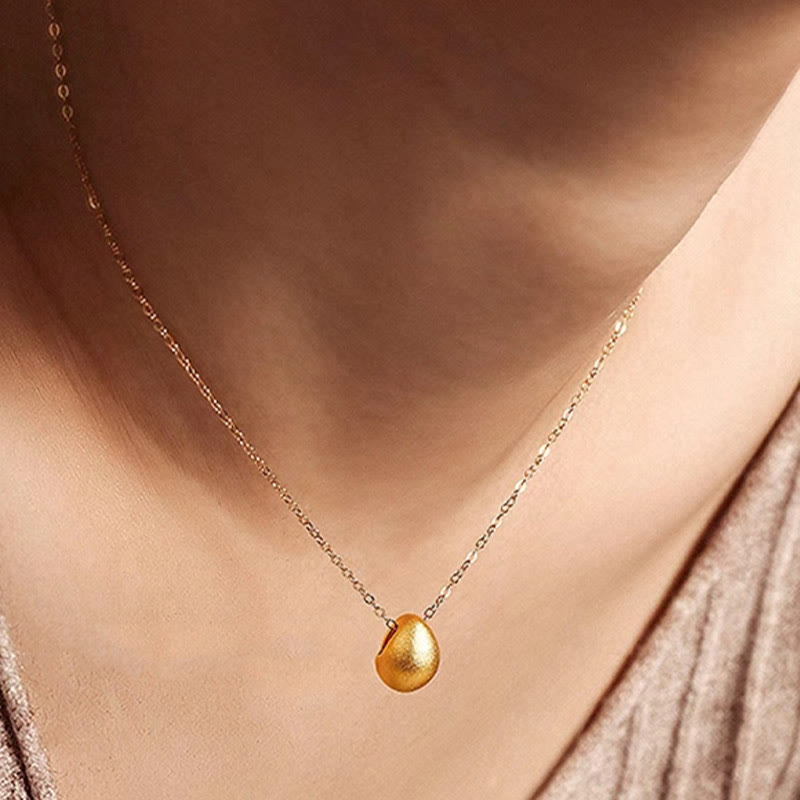 999 Gold Egg Water Drop Blessing Necklace Pendant