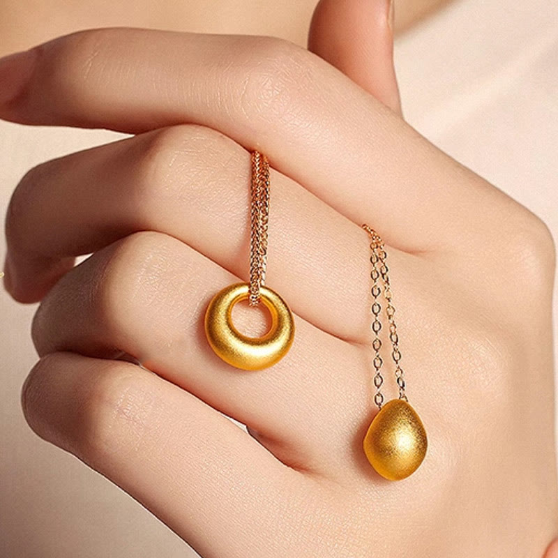 999 Gold Egg Water Drop Blessing Necklace Pendant
