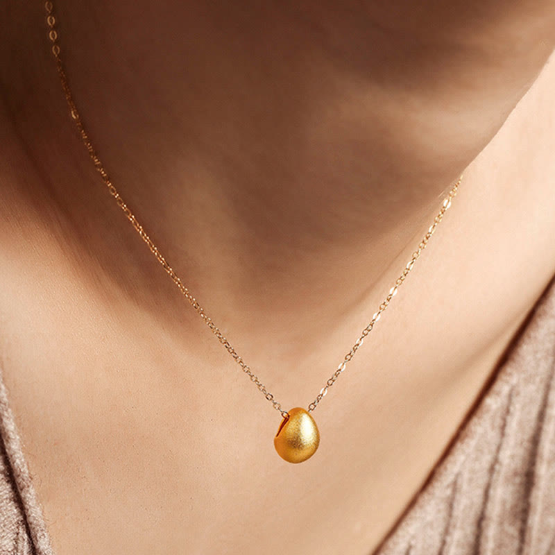 999 Gold Egg Water Drop Blessing Necklace Pendant