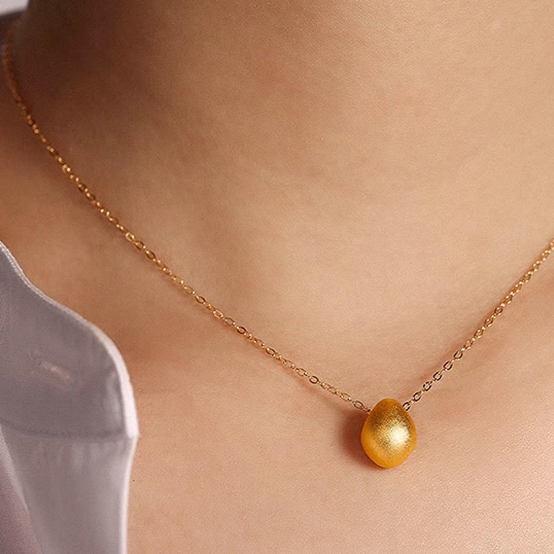 999 Gold Egg Water Drop Blessing Necklace Pendant