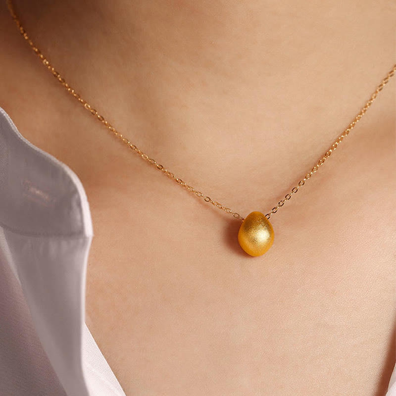 999 Gold Egg Water Drop Blessing Necklace Pendant