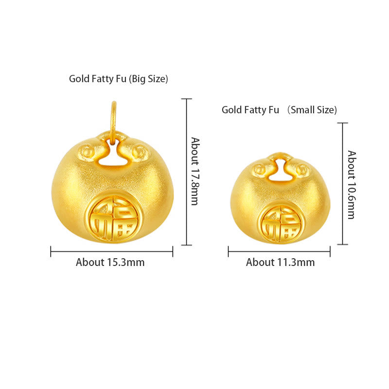 999 Gold Fu Character Spiritual Pendant Necklace