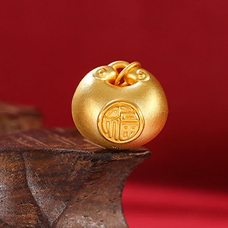 999 Gold Fu Character Spiritual Pendant Necklace