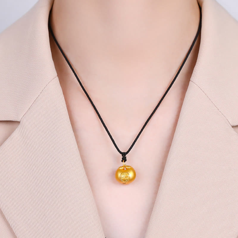 999 Gold Fu Character Spiritual Pendant Necklace