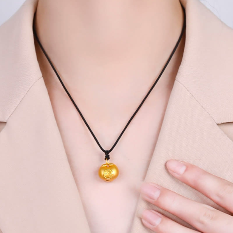 999 Gold Fu Character Spiritual Pendant Necklace