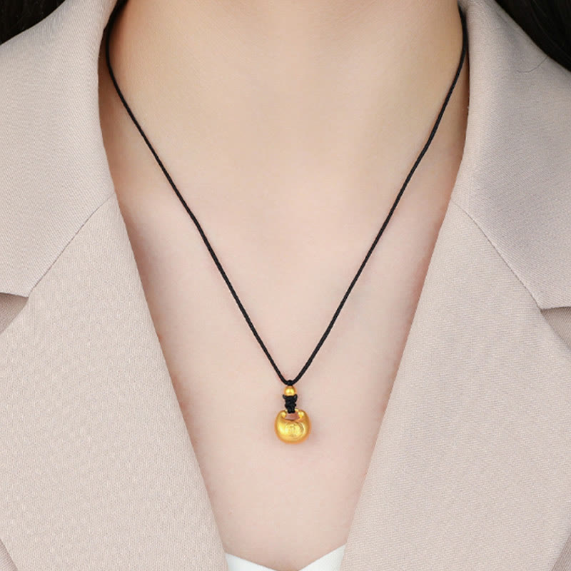 999 Gold Fu Character Spiritual Pendant Necklace