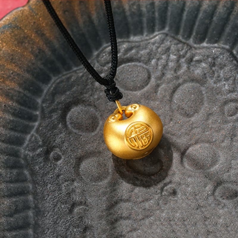 999 Gold Fu Character Spiritual Pendant Necklace