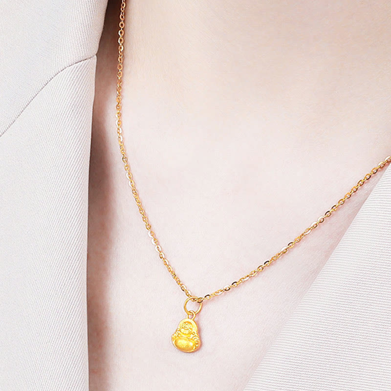 Halskette mit Anhänger „Lachender Buddha“ aus 999er Gold für Glück und Reichtum