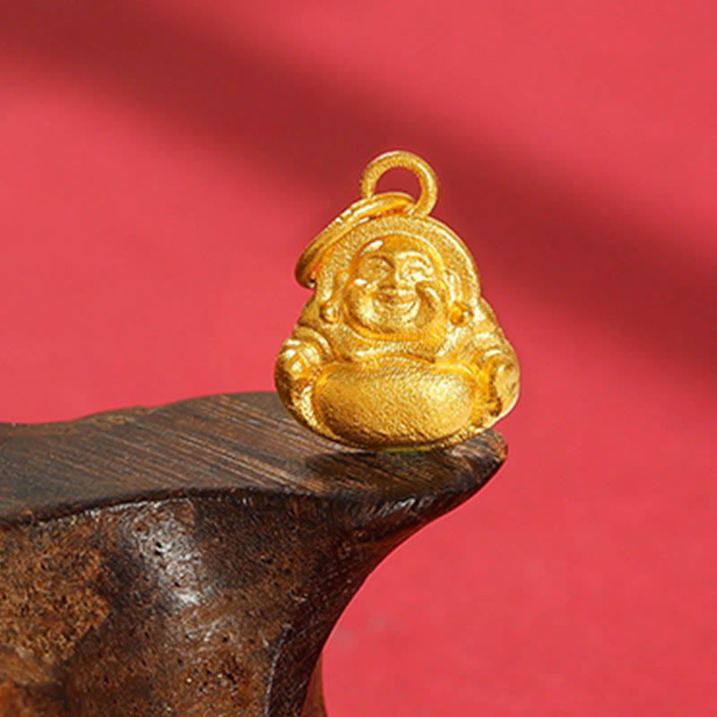 Mini Laughing Buddha 999 Gold Pendant Necklace for Luck & Wealth