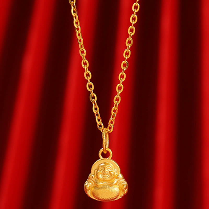 Halskette mit Anhänger „Lachender Buddha“ aus 999er Gold für Glück und Reichtum
