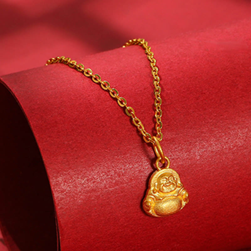 Halskette mit Anhänger „Lachender Buddha“ aus 999er Gold für Glück und Reichtum