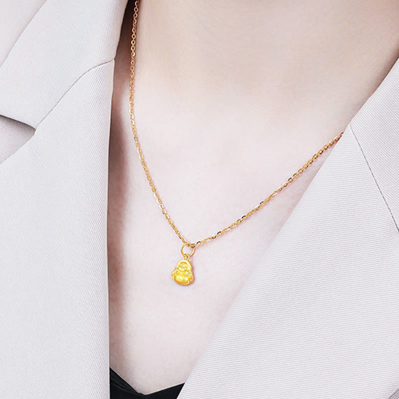 Halskette mit Anhänger „Lachender Buddha“ aus 999er Gold für Glück und Reichtum
