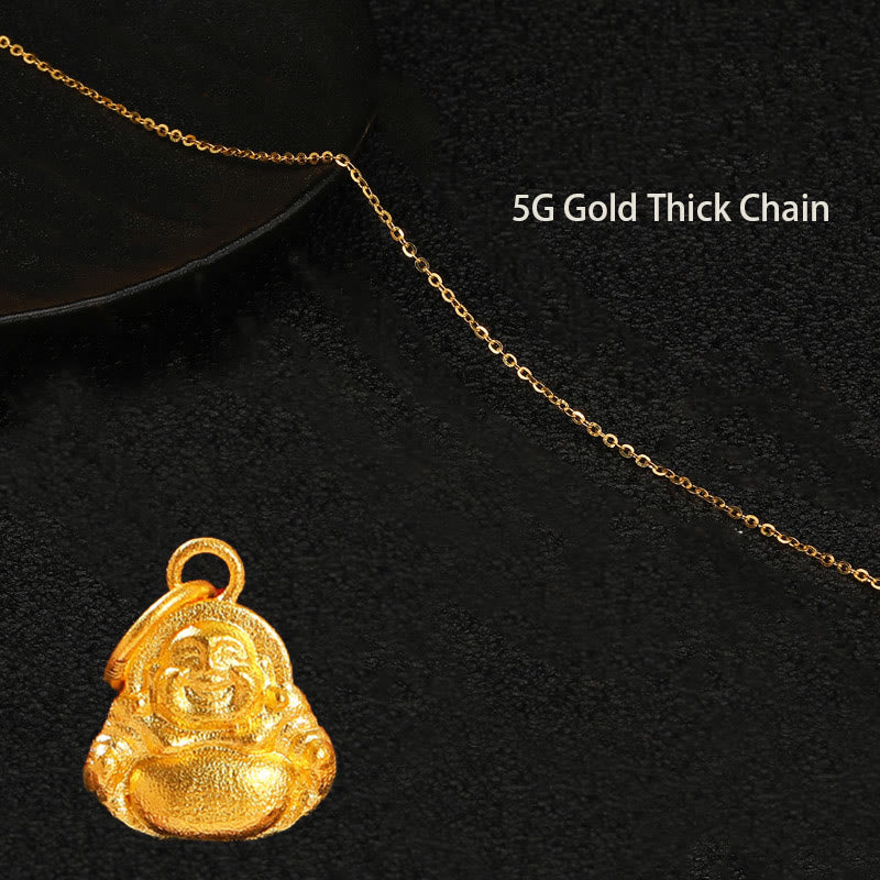 Halskette mit Anhänger „Lachender Buddha“ aus 999er Gold für Glück und Reichtum