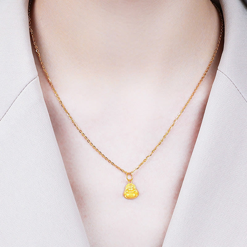 Halskette mit Anhänger „Lachender Buddha“ aus 999er Gold für Glück und Reichtum