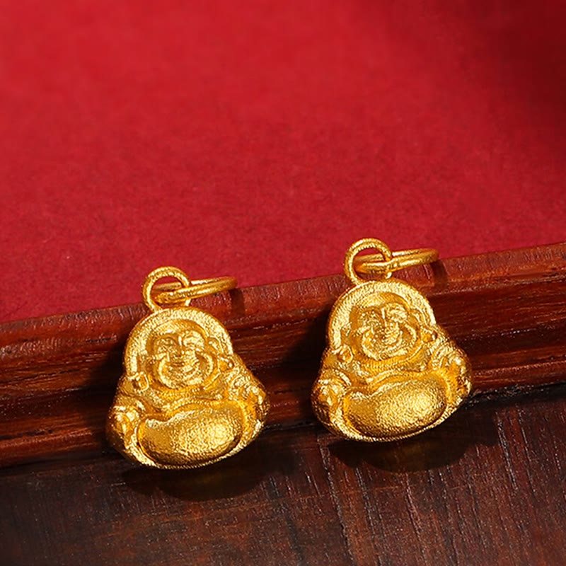 Mini Laughing Buddha 999 Gold Pendant Necklace for Luck & Wealth