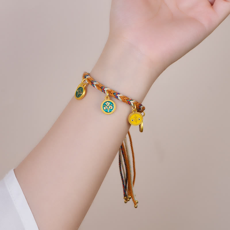 Five Gods of Wealth Multicolored Rope Bracelet for Prosperity