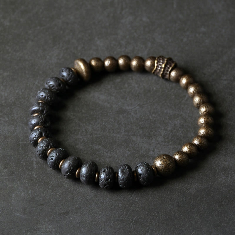 8mm Lava Rock Bead Bracelet for Spiritual Protection