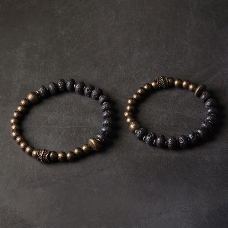 8mm Lava Rock Bead Bracelet for Spiritual Protection