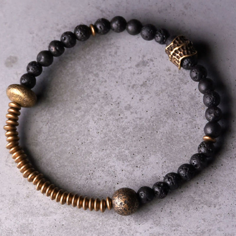 14-14.6cm Lava Rock Copper Spiritual Bracelet for Healing & Support