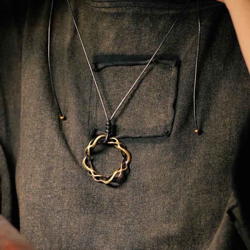 Vintage Copper Spiritual Necklace for Luck & Balance