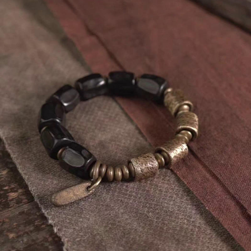 Unisex Ebony Wood Bracelet for Meditation and Inner Peace
