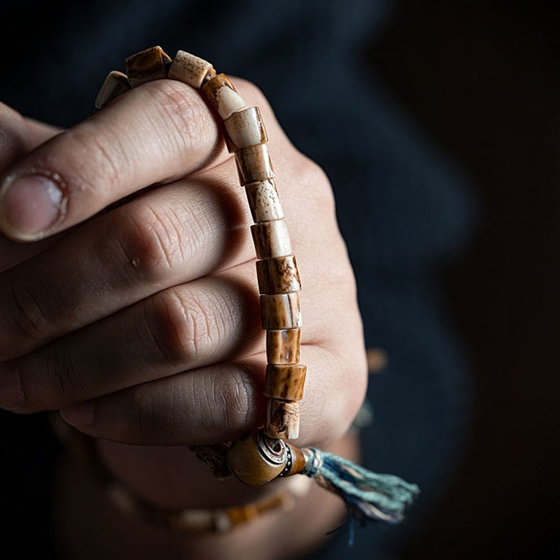 Deer Bone Yak Bone Wisdom Bracelet for Spiritual Protection