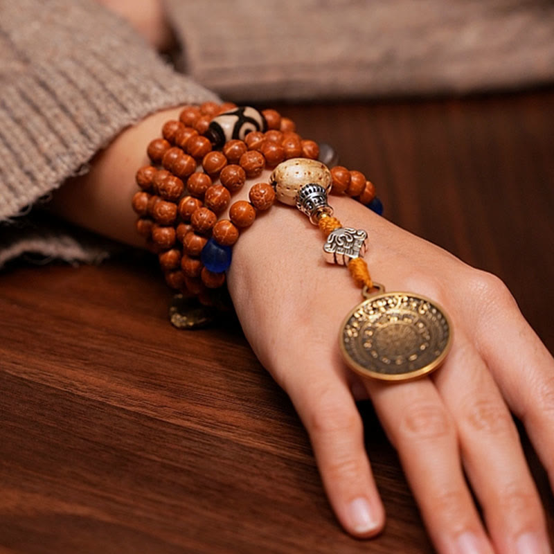 108 Perlen Bodhi Seed Mala Armband Halskette für Weisheit und Frieden