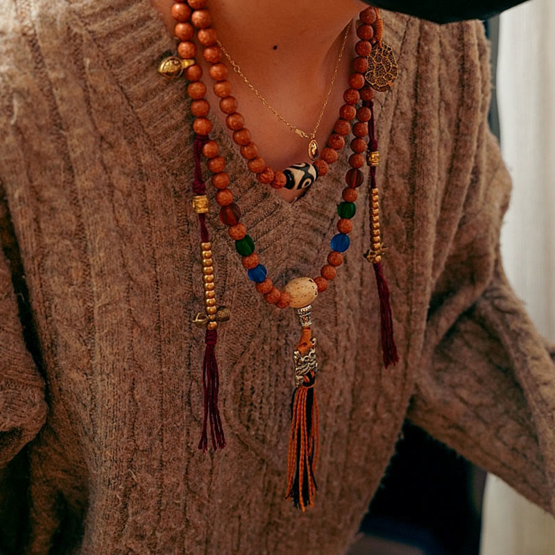 108 Perlen Bodhi Seed Mala Armband Halskette für Weisheit und Frieden