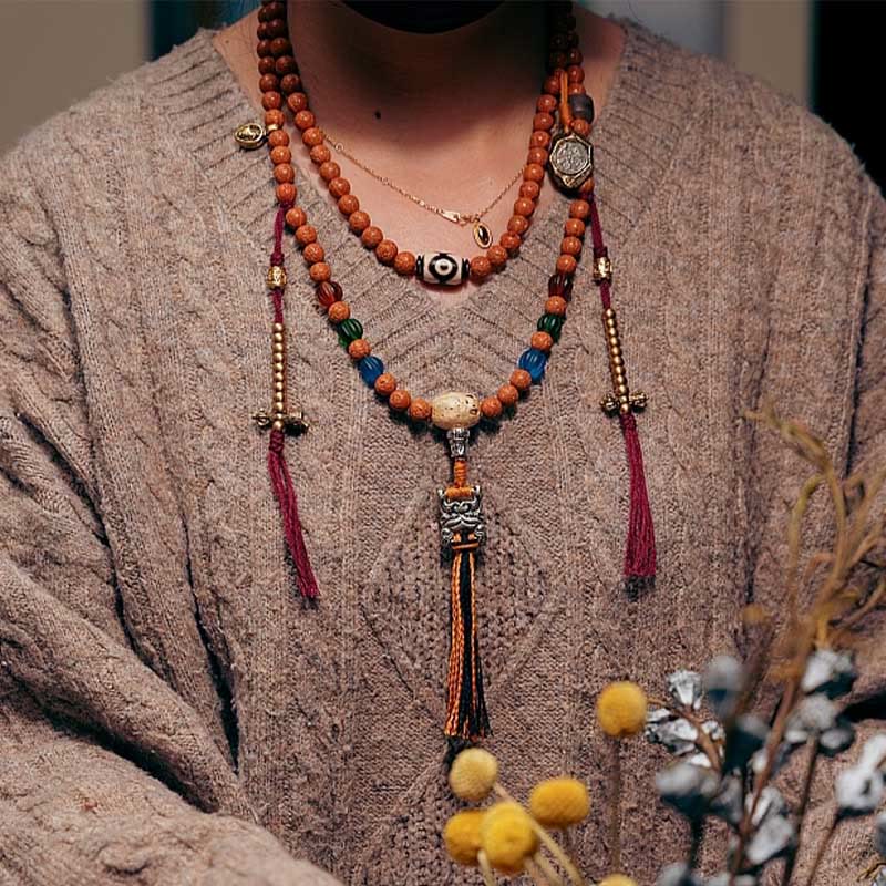 108 Perlen Bodhi Seed Mala Armband Halskette für Weisheit und Frieden