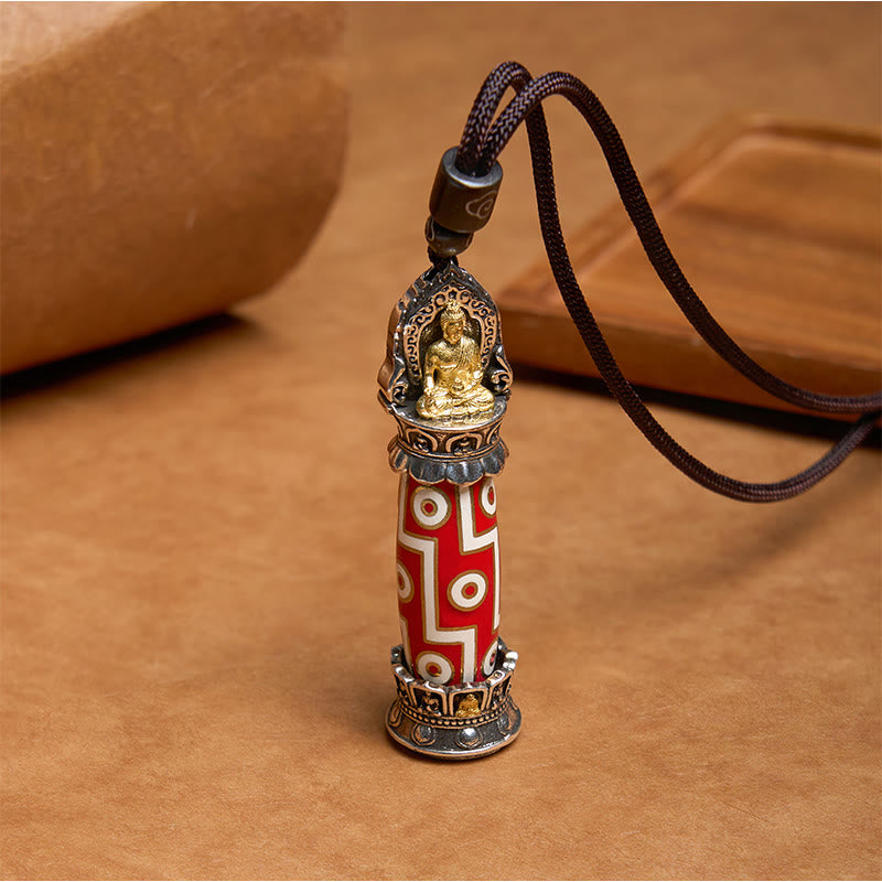 Nine-Eye Dzi Bead Agate Protection Necklace 55cm