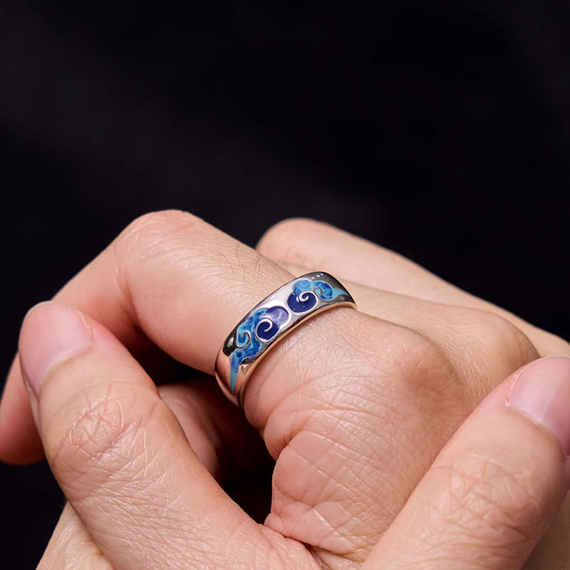 Copper Spiritual Ring with Auspicious Clouds Pattern | Adjustable