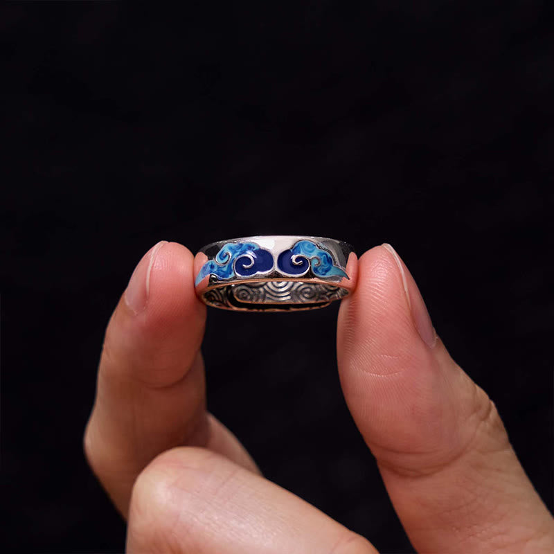 Copper Spiritual Ring with Auspicious Clouds Pattern | Adjustable