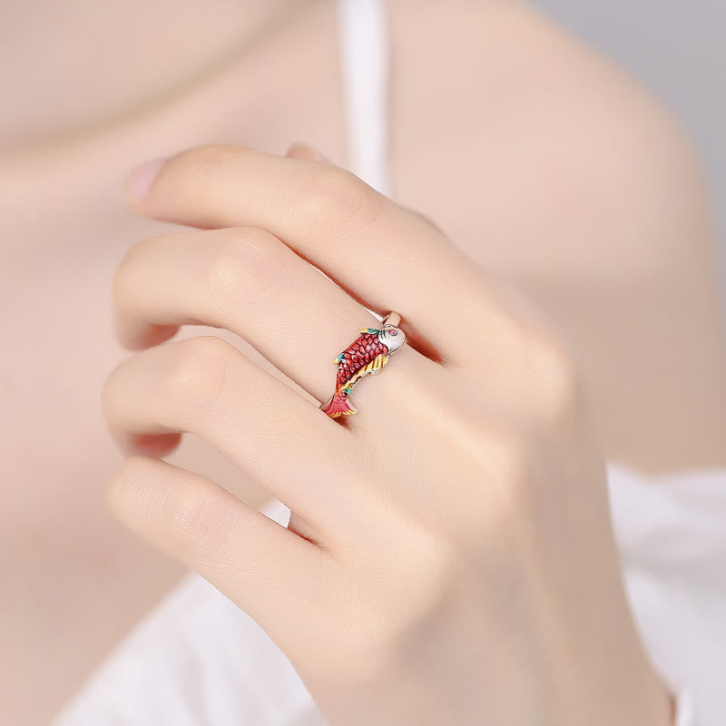 Adjustable Copper Koi Fish Ring for Wealth & Prosperity