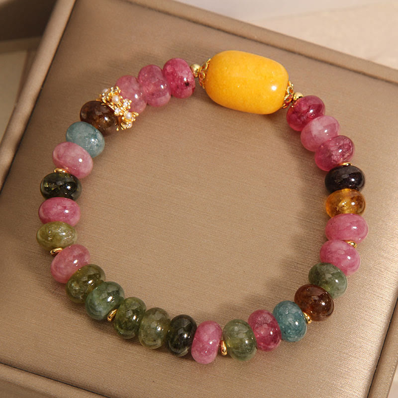 Natural Tourmaline Topaz Spiritual Bracelet for Positivity