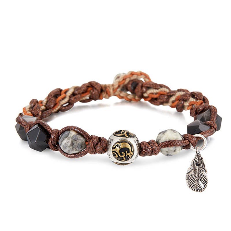 12.5mm Silver Sheen Obsidian Braided Bracelet for Grounding