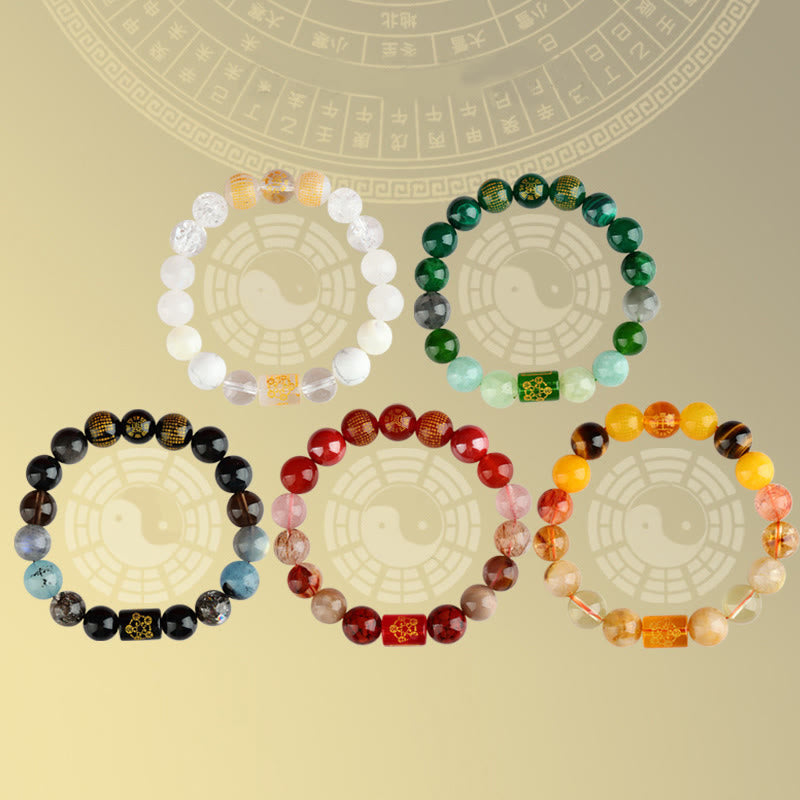 8mm Five Elements Agate Bracelet for Wealth & Luck