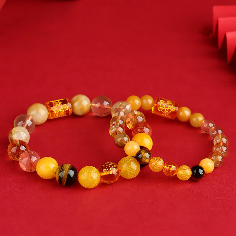 8mm Five Elements Agate Bracelet for Wealth & Luck