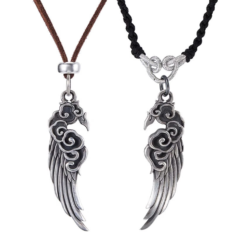 925 Sterling Silber Glücksverheißende Wolken Flügel Spirituelle Halskette