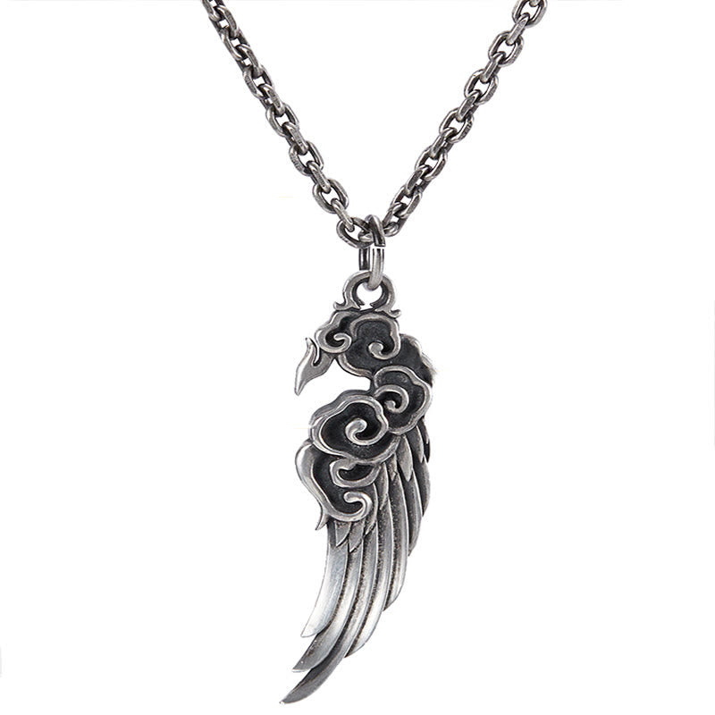 925 Sterling Silber Glücksverheißende Wolken Flügel Spirituelle Halskette