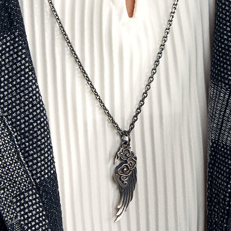 925 Sterling Silber Glücksverheißende Wolken Flügel Spirituelle Halskette