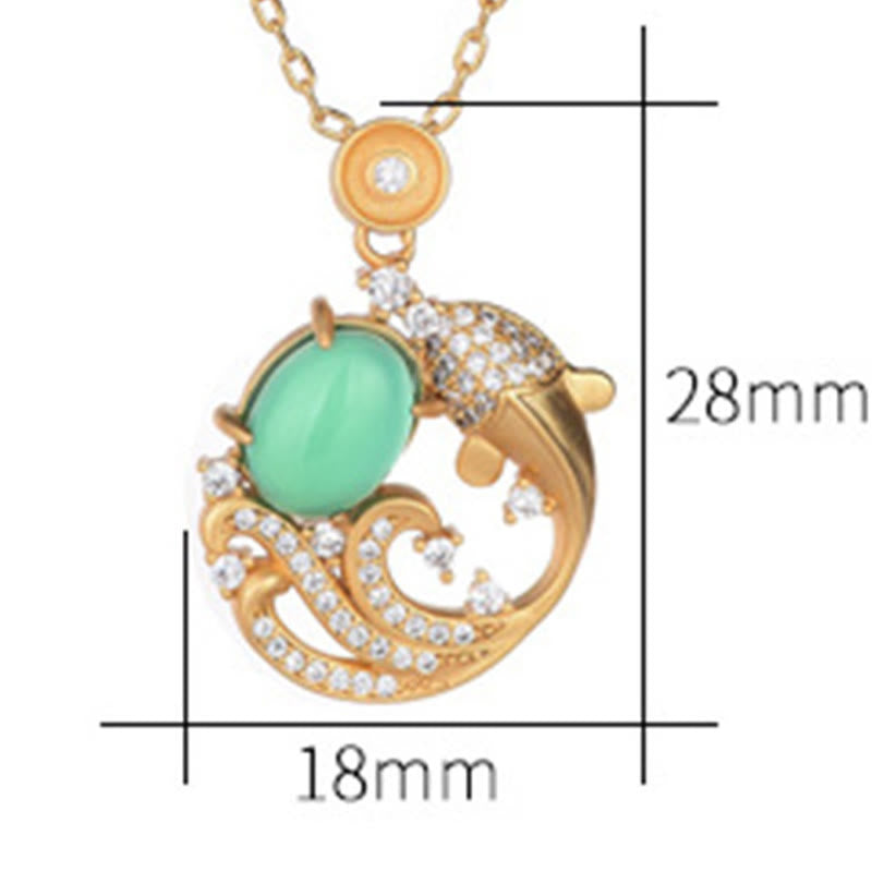 Green Chalcedony Koi Fish Necklace for Strength & Courage