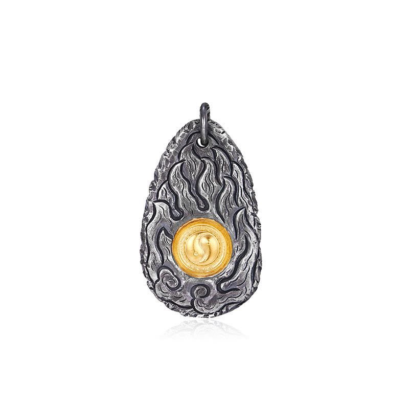 999 Sterling Silver and Gold Yin Yang Necklace for Balance