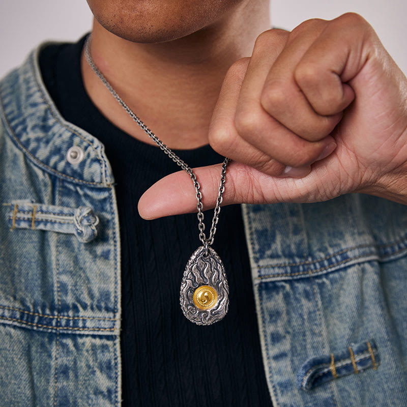 999 Sterling Silver and Gold Yin Yang Necklace for Balance