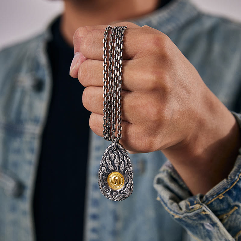 999 Sterling Silver and Gold Yin Yang Necklace for Balance