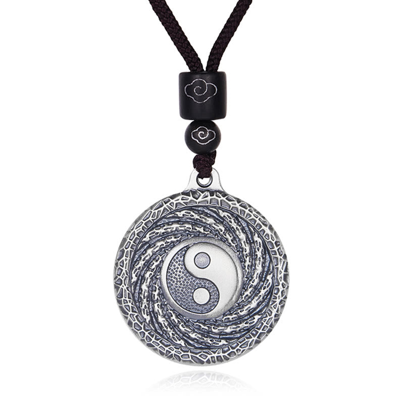 999 Sterling Silver Yin Yang Bagua Necklace for Balance & Protection